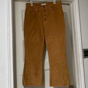 Madewell corduroy jeans size 31 Cali Demi Boot style button-front in chestnut